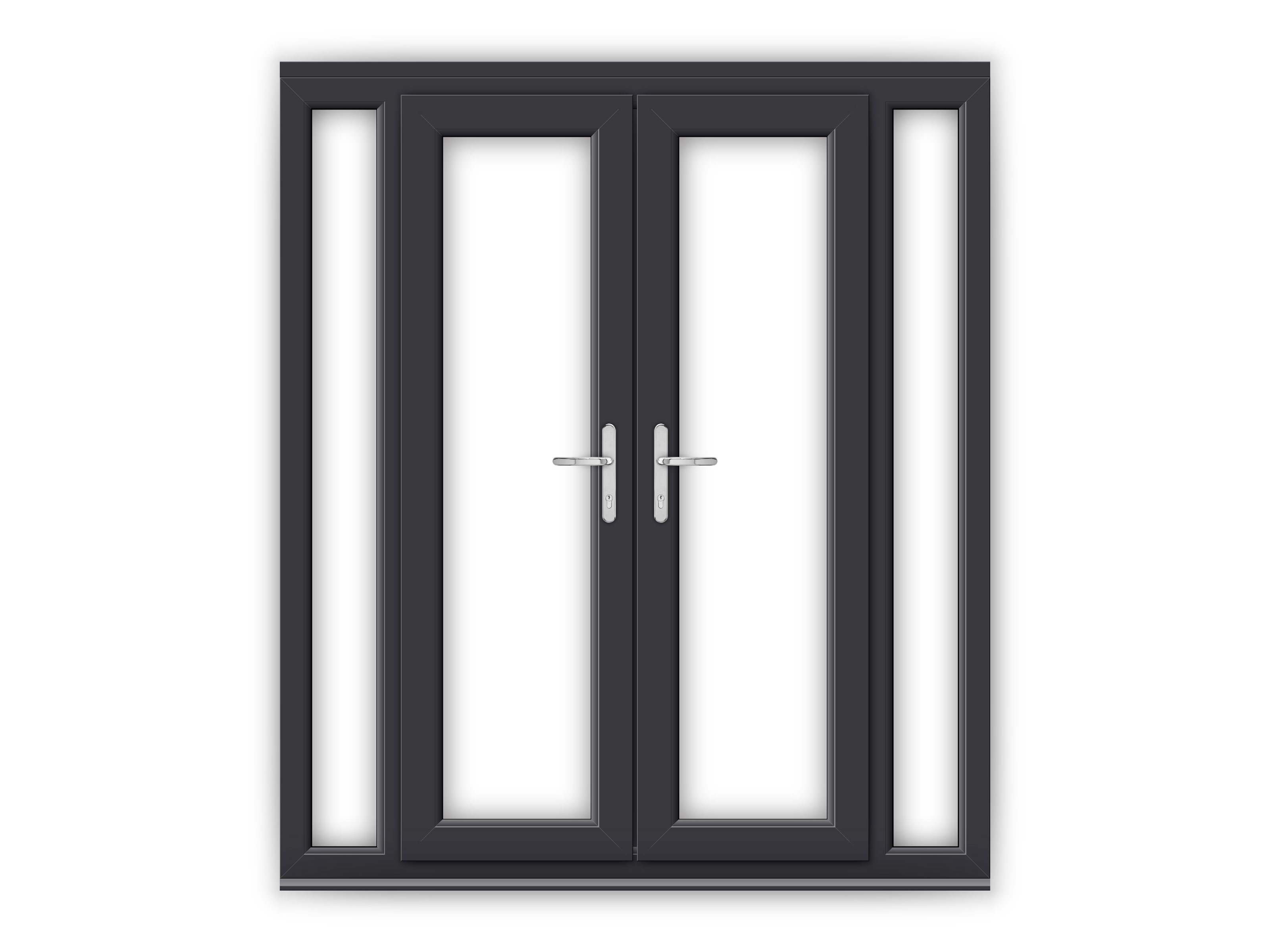 4ft Anthracite Grey uPVC French Doors with Narrow Side Panels Flying Doors